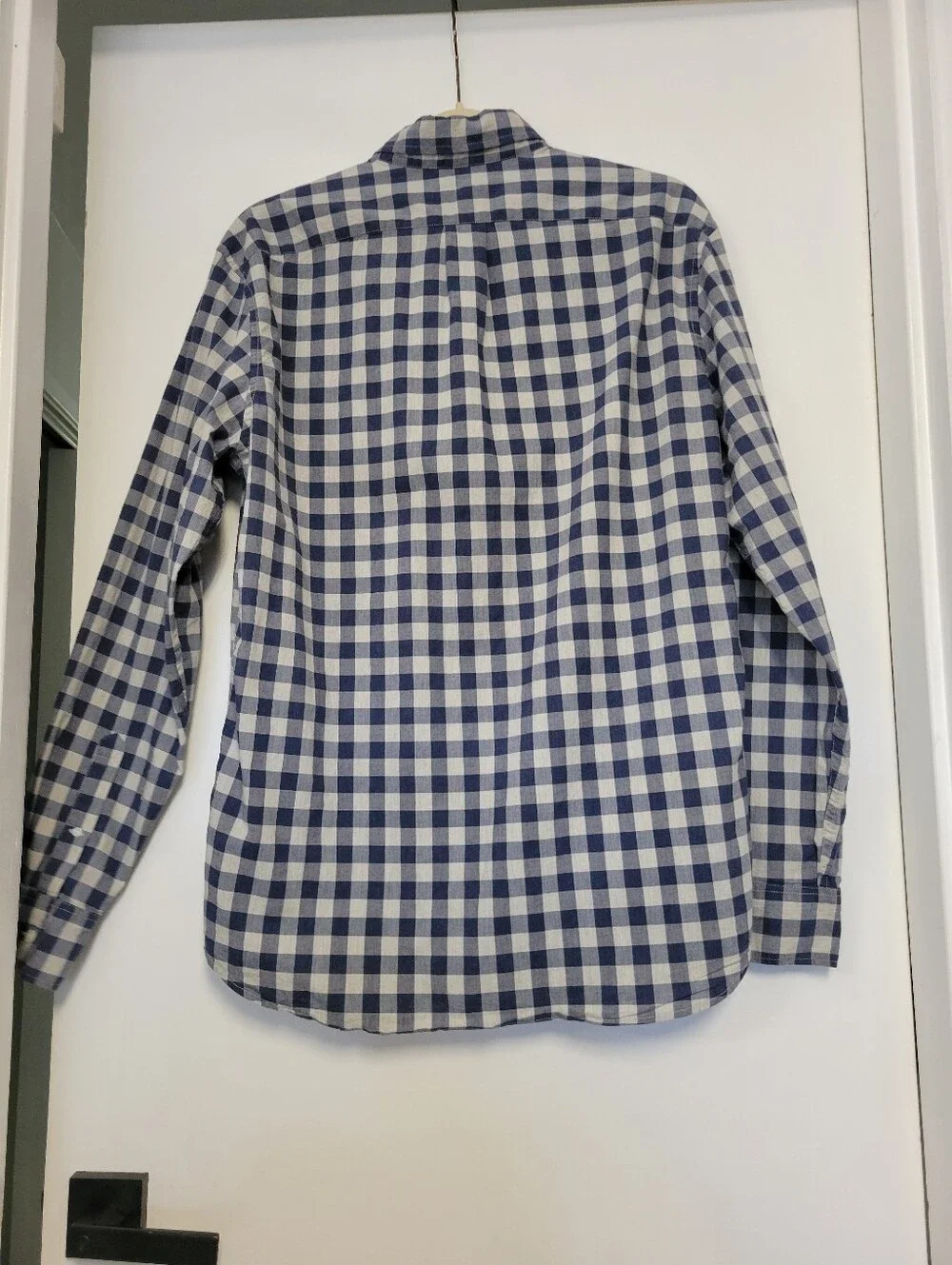 J.Crew Stretch Secret Wash Shirting Cotton Poplin Shirt Heatered Gingham Blue L